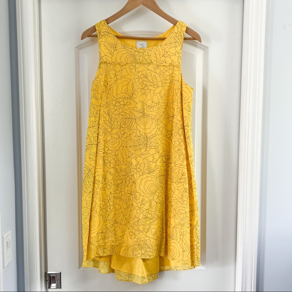 HD in Paris for Anthropologie yellow dress with floral pattern, size 6.